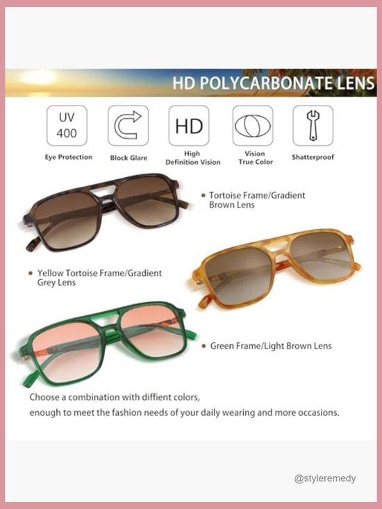 Retro Aviator Sunglasses with UV400 Protection, Plastic Frame display picture 1